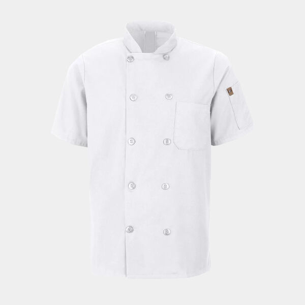 RED KAP® CHEF DESIGNS® SHORT SLEEVE CHEF COAT WITH OILBLOK + MIMIX™ Thumbnail