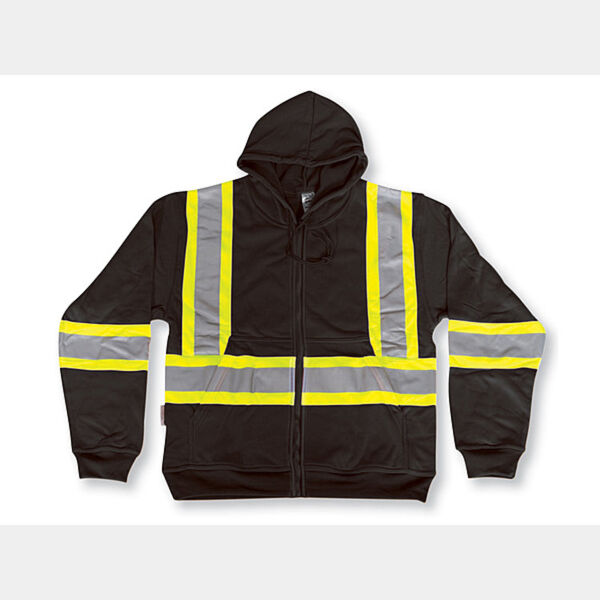 Black Cotton Zipper Front Hoodie Thumbnail