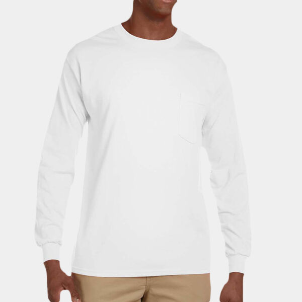 Adult Ultra Cotton® 6 oz. Long-Sleeve Pocket T-Shirt Thumbnail